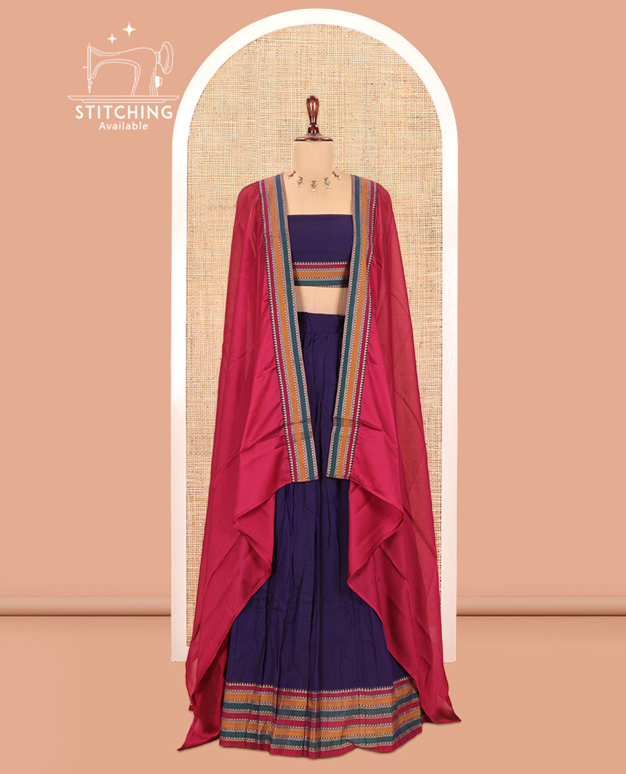 Blue Mercerised Cotton Half-Saree