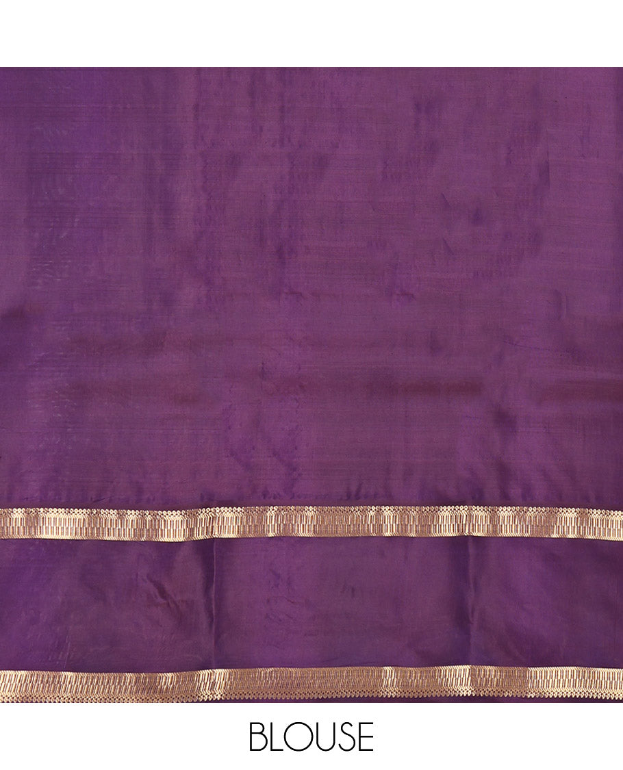 Blue Vasundhara Lite Silk Mix Saree, Embellished with Checks, Complemented by a Contrast Traditional Zari Rettai Pettu Border, Zari Design Pallu, and a Contrast Blouse
