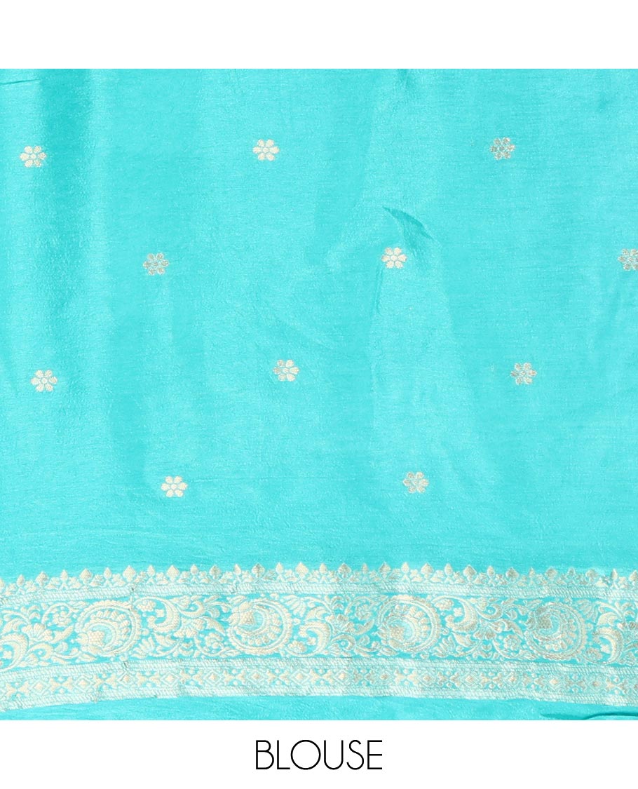 Rama Blue Elephant Buttas Russian Dola Silksaree,Embroidery Patch Border,Matching Blouse