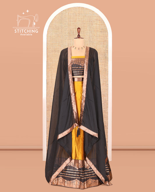 Mustard Semi-Silk Half-Saree