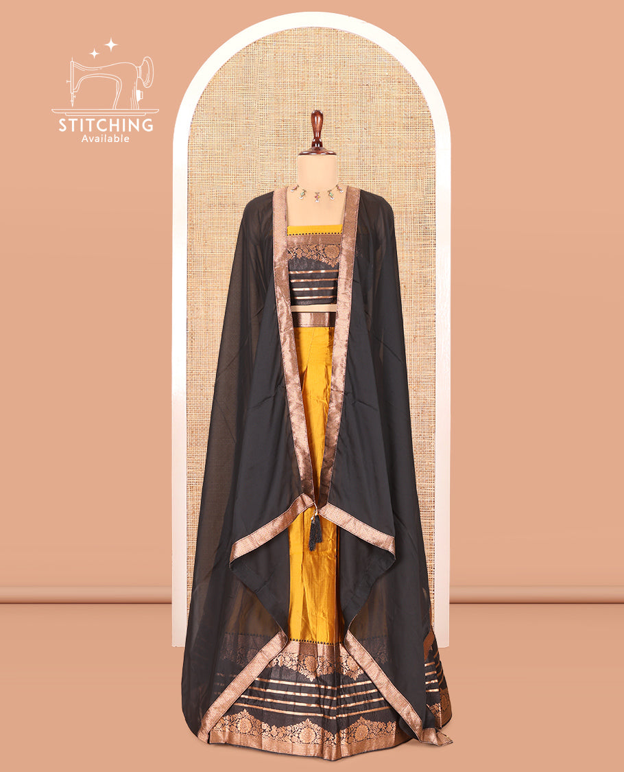 Mustard Semi-Silk Half-Saree