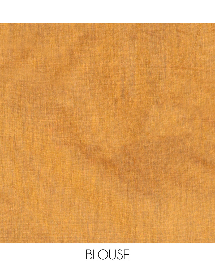 Borderless Royal Blue-Mustard Plain Design Khadi Cotton Saree
