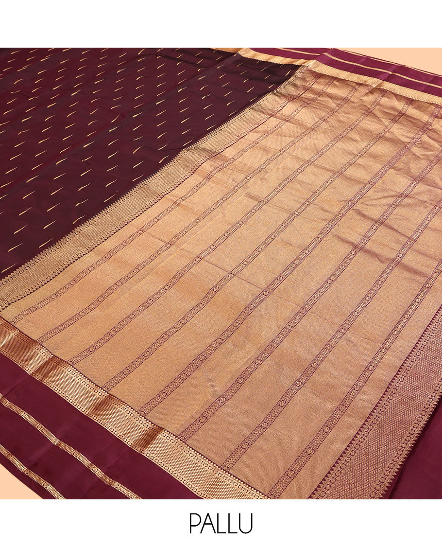 Maroon Vasundhara Lite Silk Mix Saree, Woven with Malli Mokku Buttas, a Contrast Border of Rekku, Kathir, and Kamalam Designs, Grand Pallu, and a Contrast Blouse