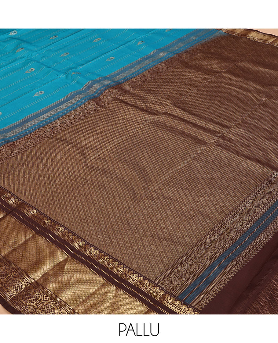 Blue Zari Design Vasundhara Lite Silk Mix Saree, a Contrast Traditional Border, Grand Pallu, a Contrast Blouse