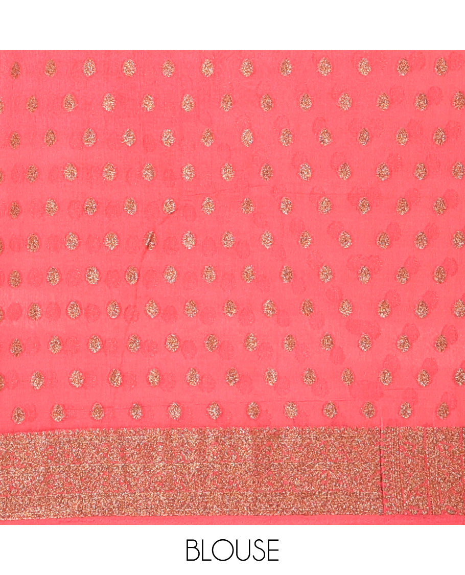 Dark Peach Fancy Crepe Saree