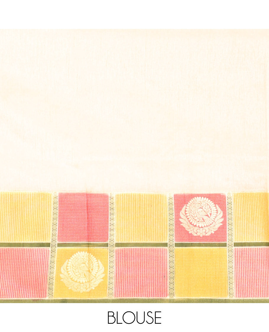 Pink Raw Motifs Saree