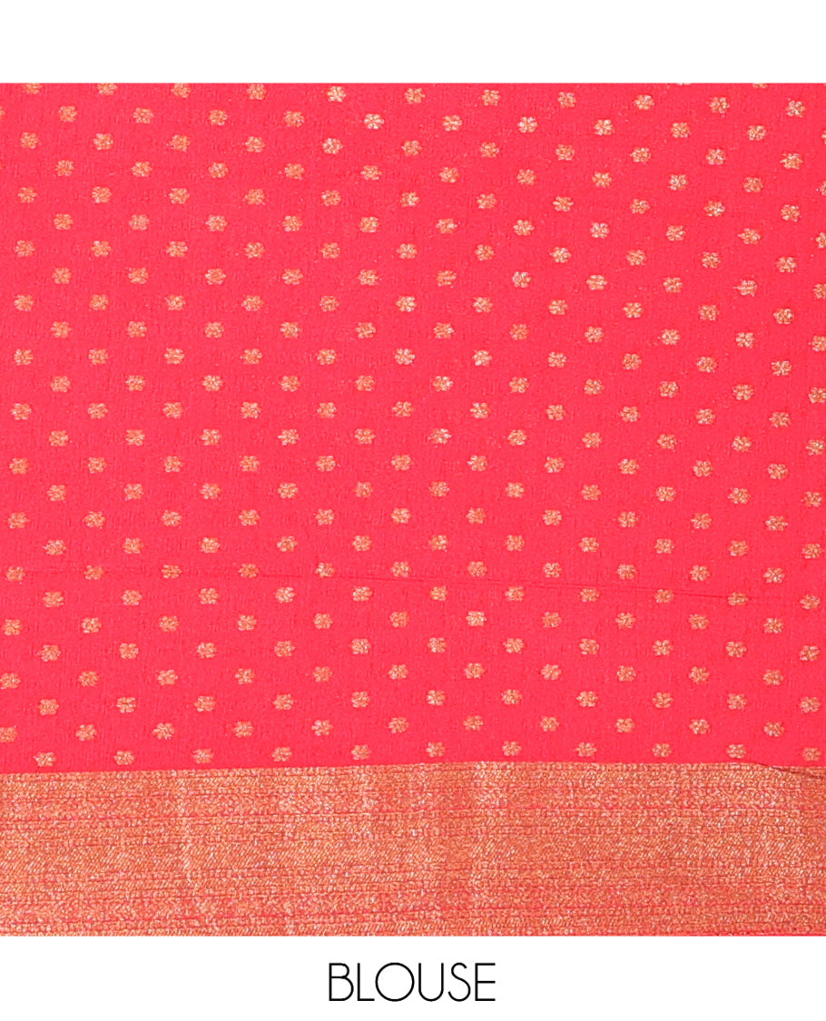 Red Fancy Crepe Saree