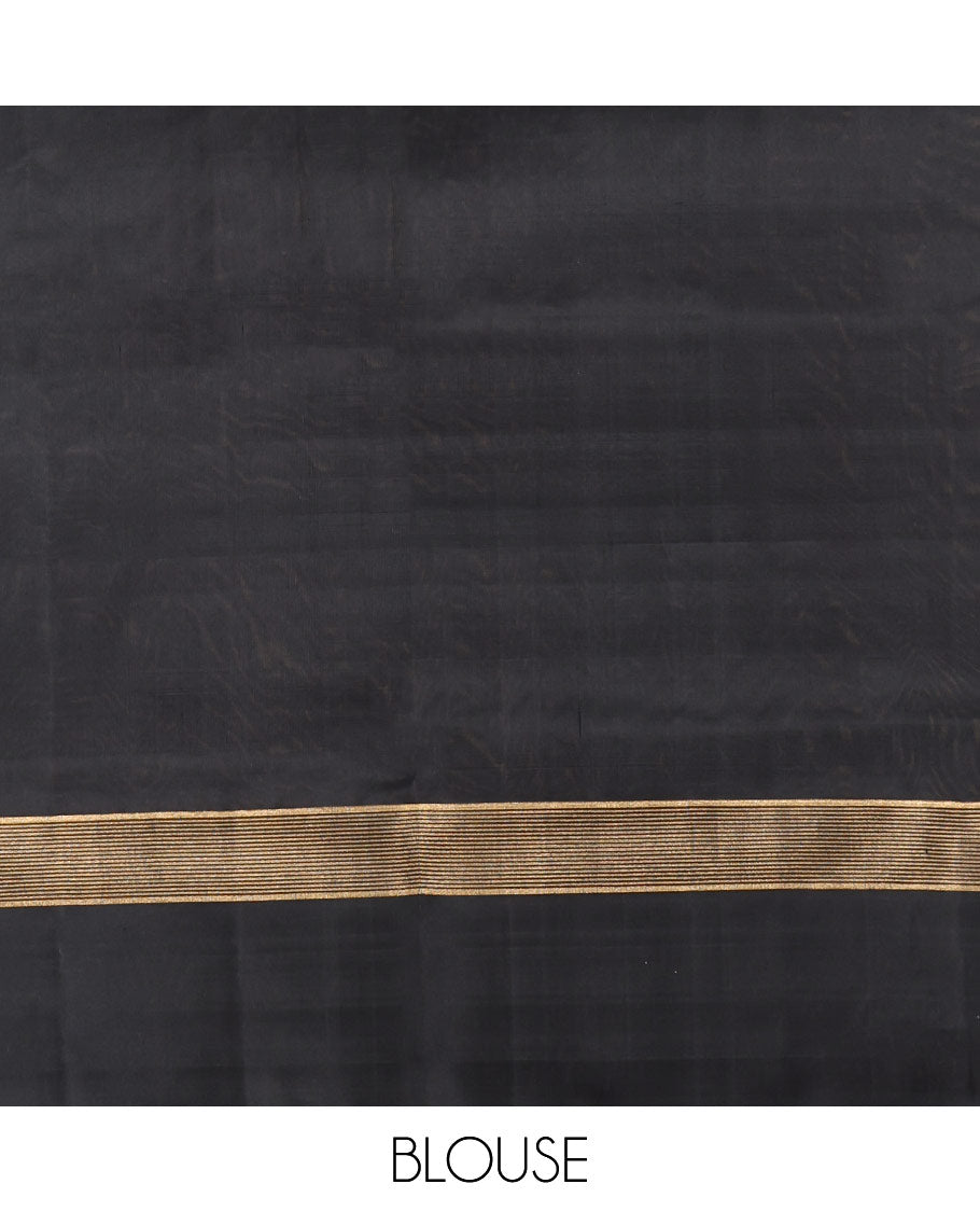 White Mayuri Soft Silk Saree, Enthralled with Zari Buttas, Complemented by Contrast Zari Border, Intricately Designed Pallu, and a Contrast Blouse