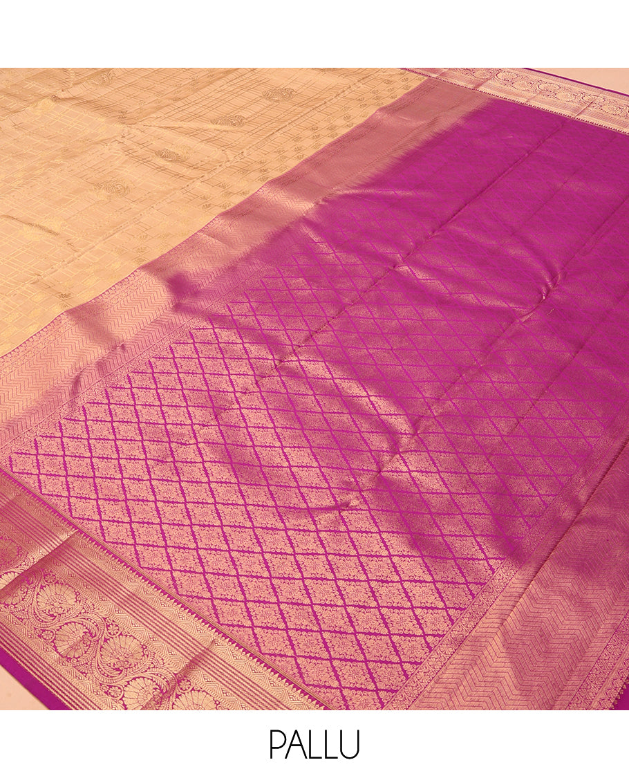 Sandal Vasundhara Lite Silk Mix Saree, Subtly Sparkled with Zari Designs, a Contrast Border of Rekku, and Kodi Visiry Designs, Vanki Pallu, and a Contrast Blouse