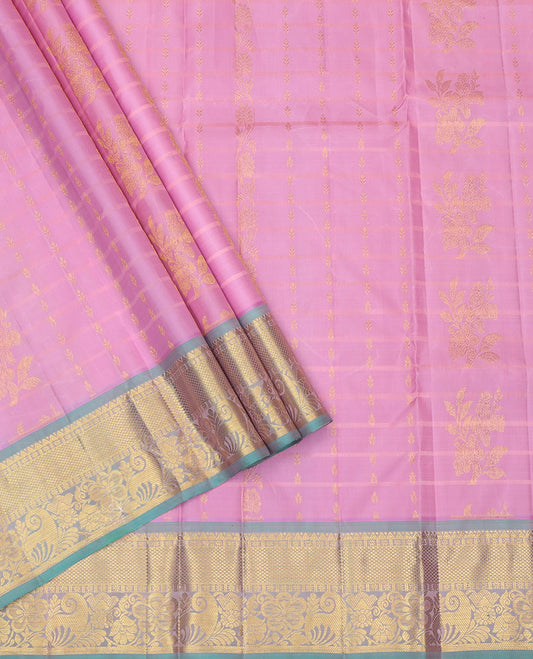 Pink Pure Silk Navarathna Pavadai Material Set