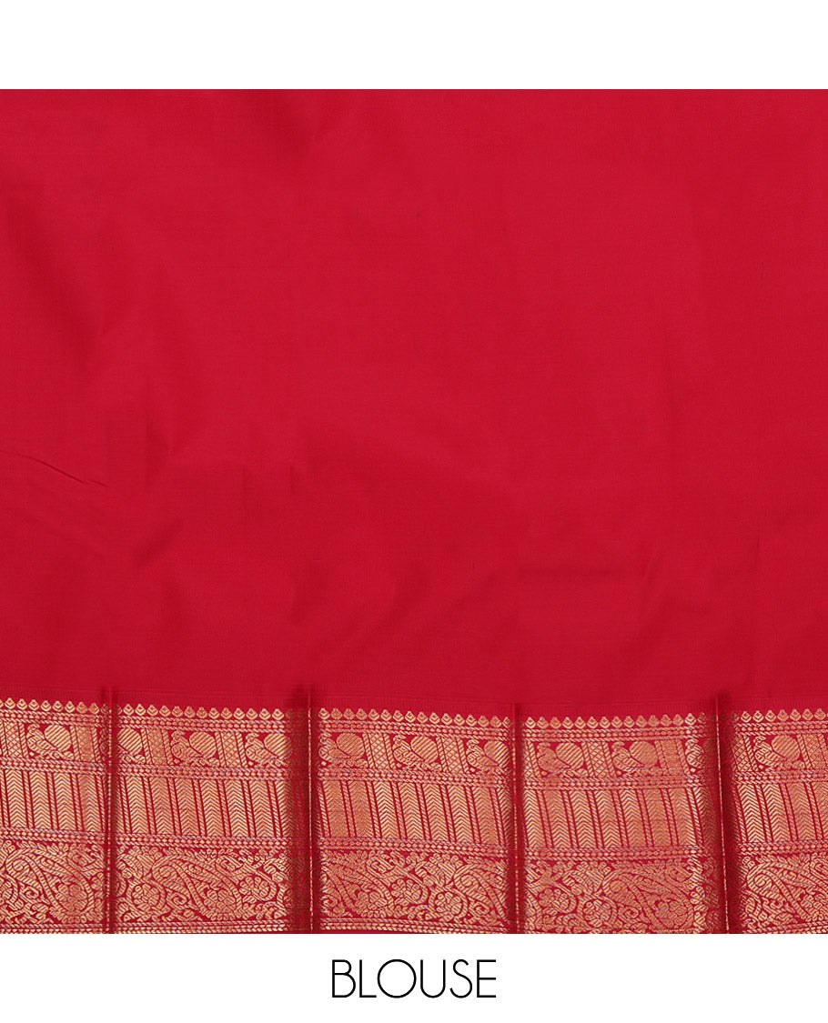 Green Budget Silk Saree, Highlighted with Paisley Butta Enclosed Checks All Over Its Body, Complemented by a Contrast Traditional Zari Design Border, Grand Pallu, and Paired with a Contrast Blouse