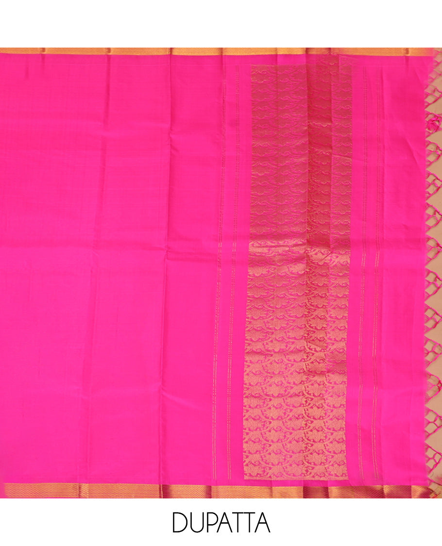 Peach Pure-Silk Half-Saree