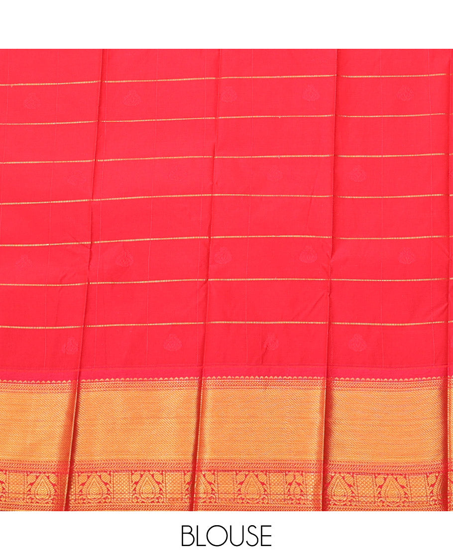Baby Pink Budget Silk Saree, Enthralled with Zari Butta Enclosed Checks, Complemented by a Contrast Traditional Zari Border, Grand Pallu, and a Contrast Blouse