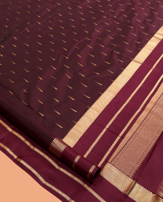 Maroon Vasundhara Lite Silk Mix Saree, Woven with Malli Mokku Buttas, a Contrast Border of Rekku, Kathir, and Kamalam Designs, Grand Pallu, and a Contrast Blouse