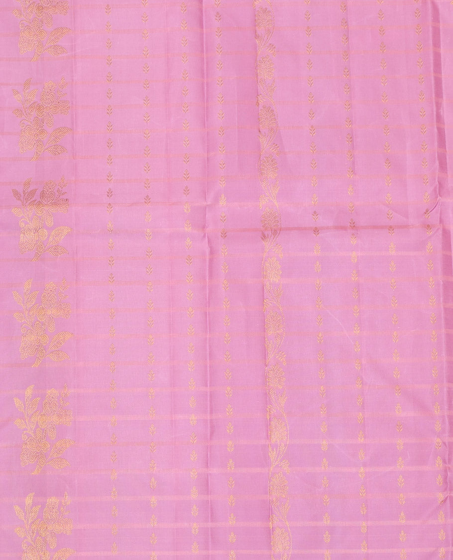 Pink Pure Silk Navarathna Pavadai Material Set