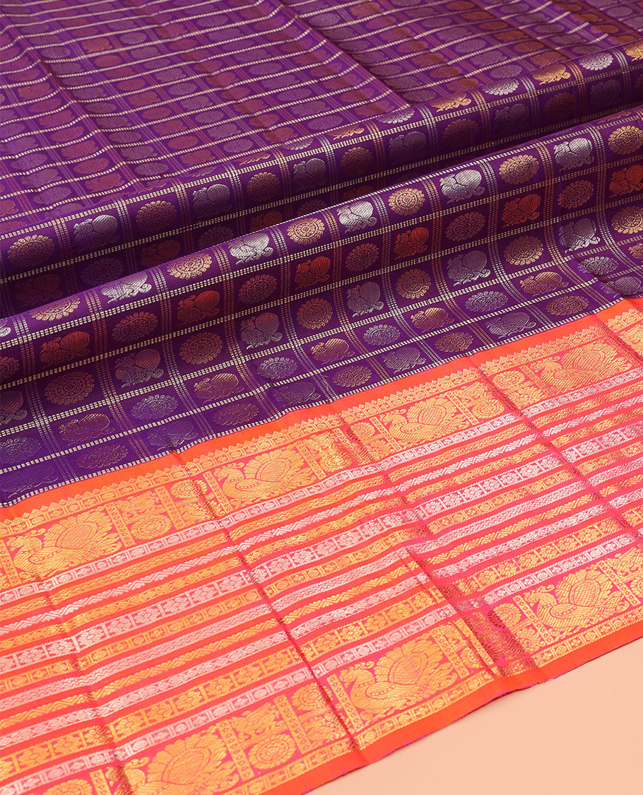 Purple Pure Silk Half-Saree