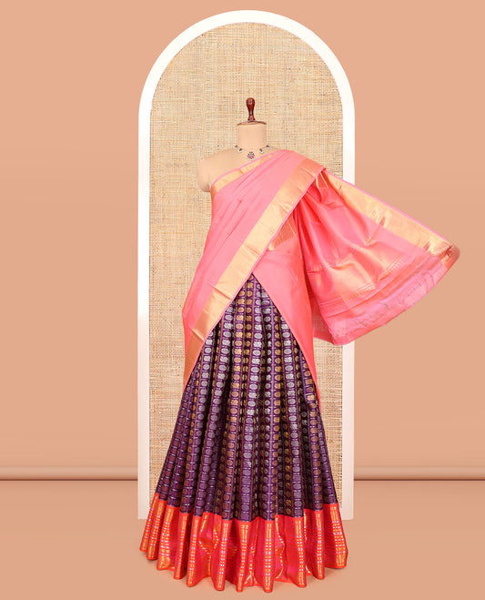 Purple Pure Silk Half-Saree