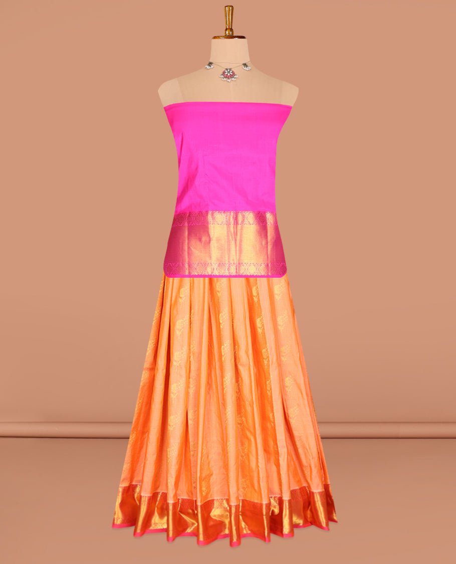 Peach Pure-Silk Half-Saree