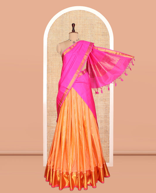 Peach Pure-Silk Half-Saree