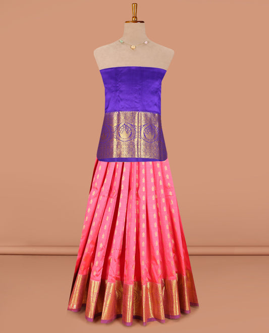 Pink Pure Silk Navarathna Pavadai Material Set