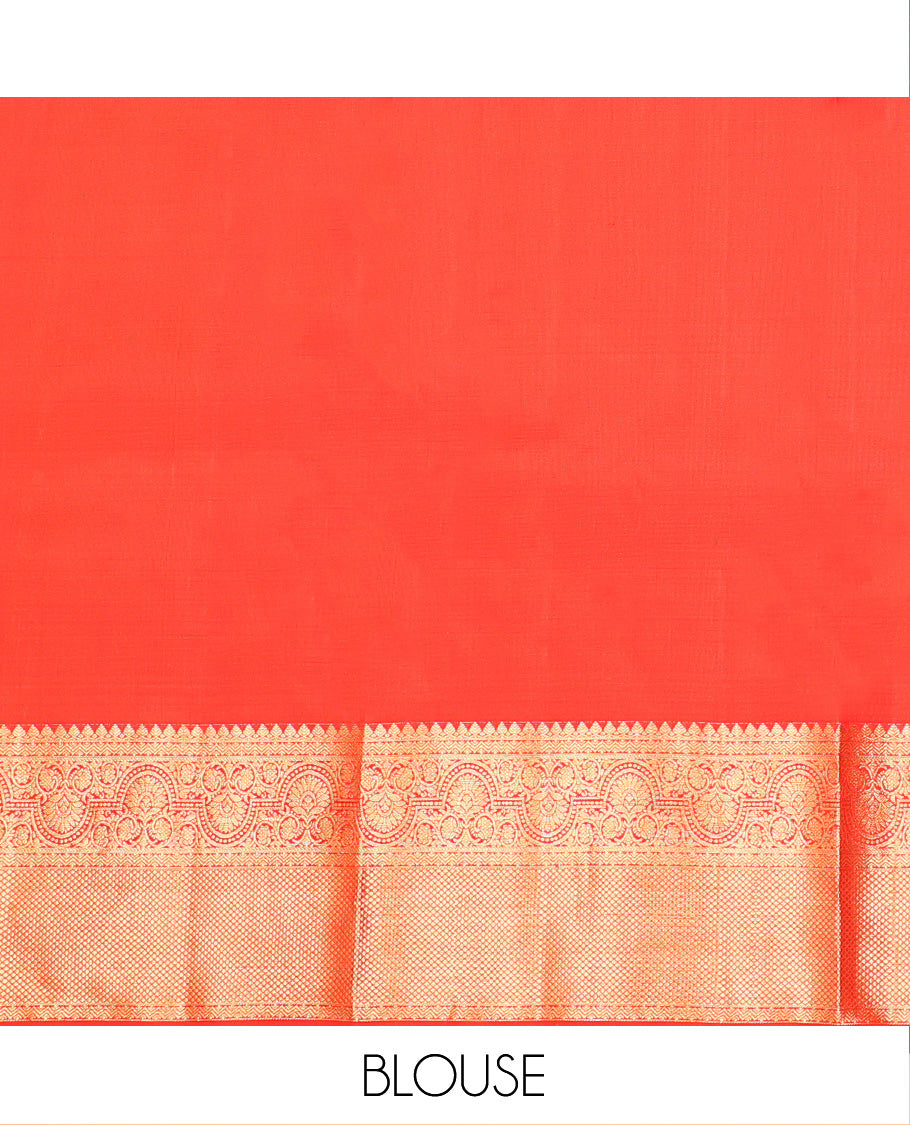 Dark Violet Pure Silk Half-Saree Beautified with Zari Buttas on Its Skirt, Complemented by a Zari Border Featuring Thilakam Mokku, Rettai Nelli, and Mayil Kann Designs, Comes with a Contrast Blouse and a Dhavani of Butta Enclosed Jaal Designs