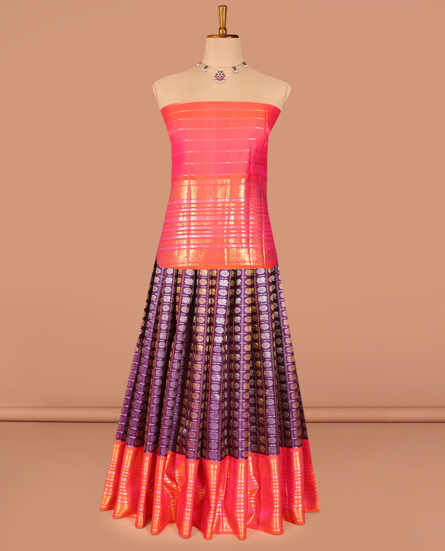 Purple Pure Silk Half-Saree