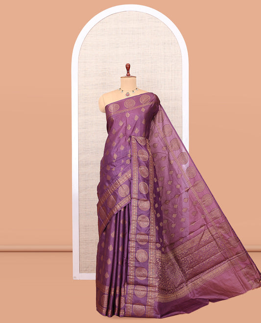 Purple Tussar Silk Saree