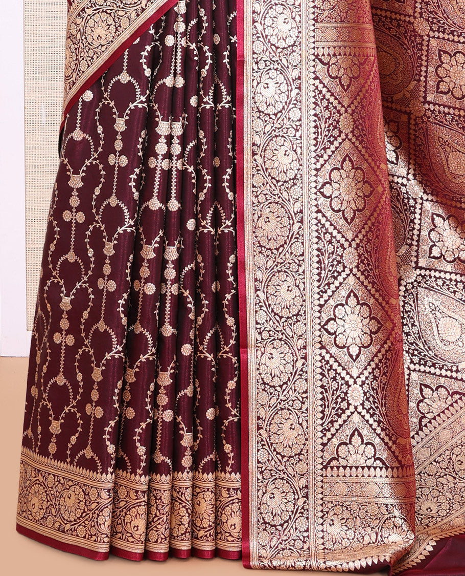 Wine Banaras Nylon Saree