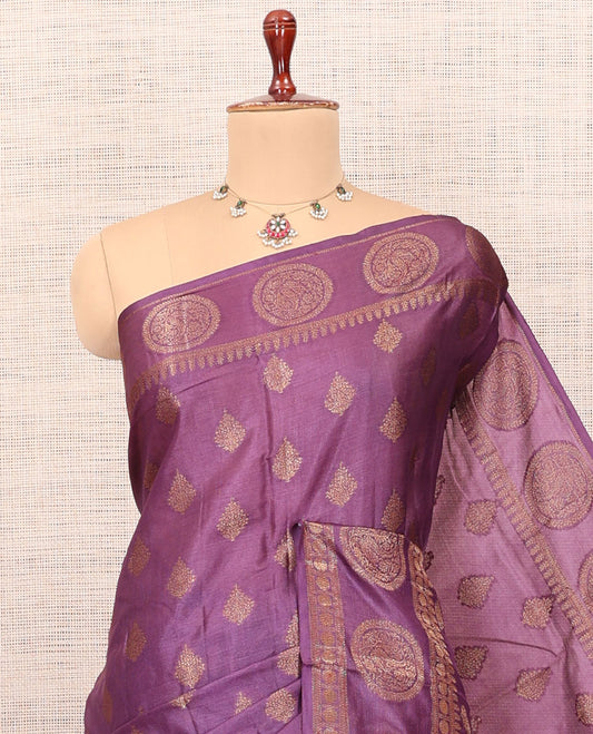 Purple Tussar Silk Saree