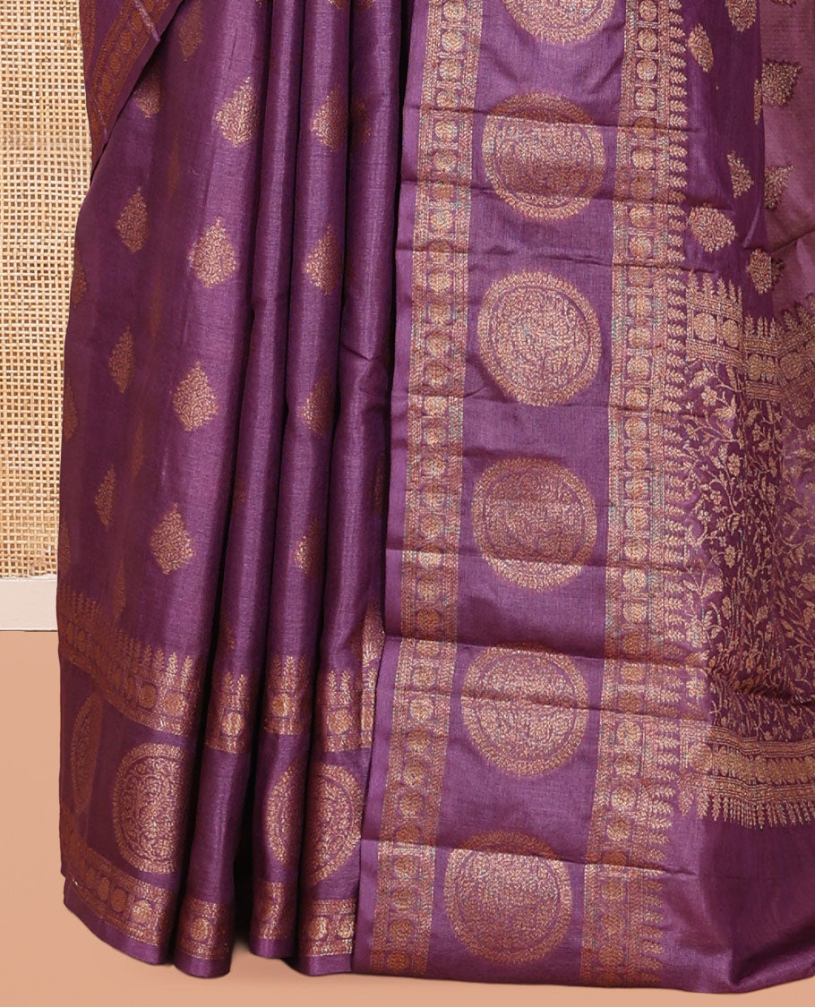 Purple Tussar Silk Saree