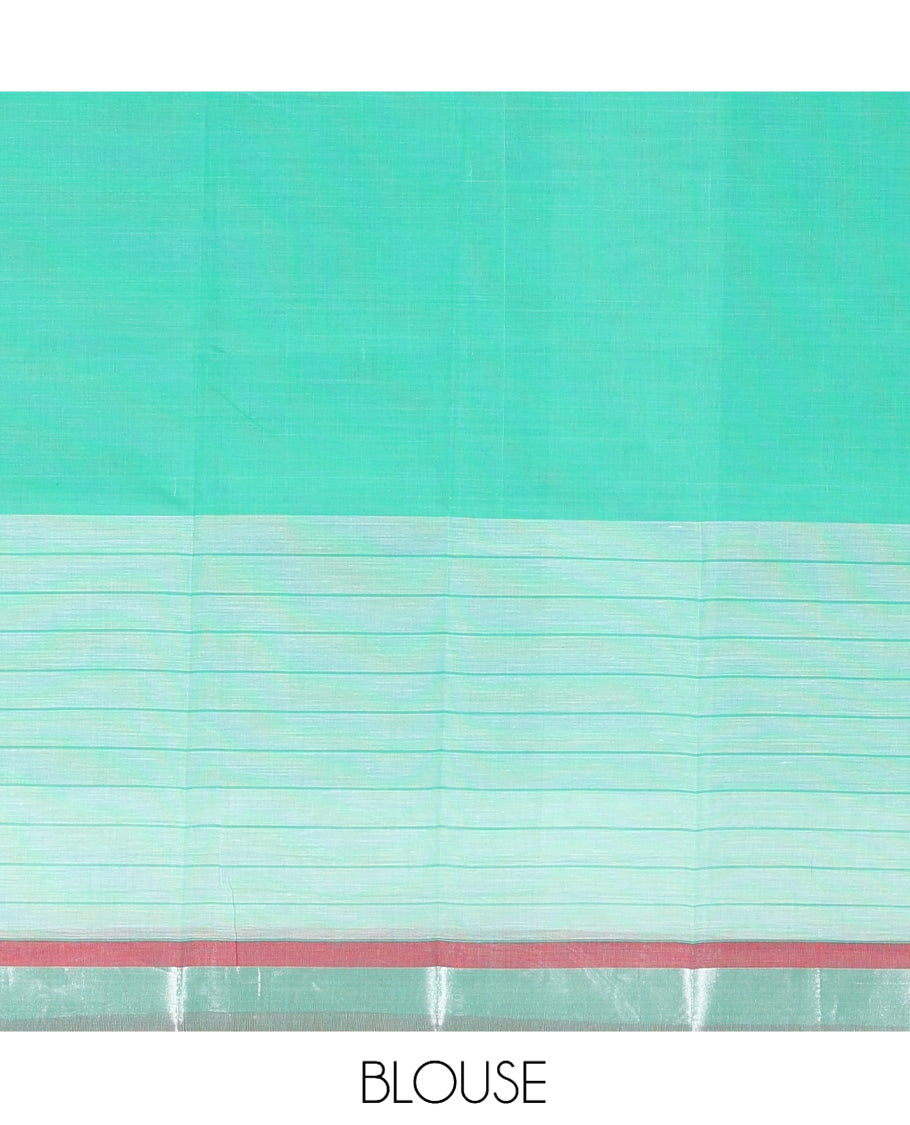 Green Plain Handloom Mercerised Cotton Saree