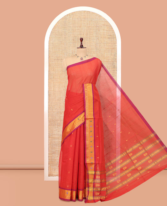 Red Venkatagiri Cotton Saree