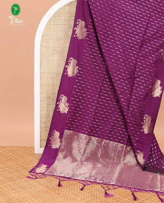 Purple butta design soft silk saree with pichwai designb order & rich pallu along with butta design blouse