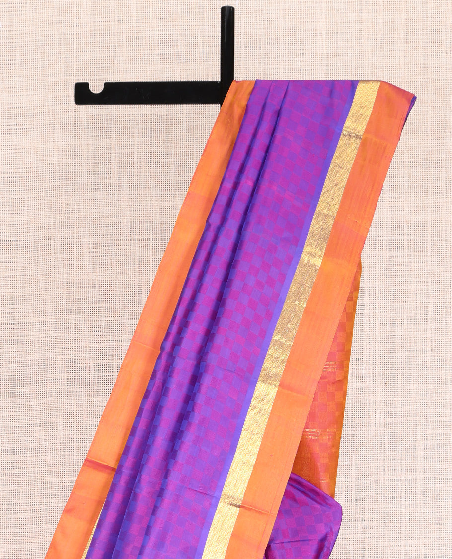 Violet Paiyaadi Kattam Kanchipuram Silk Saree