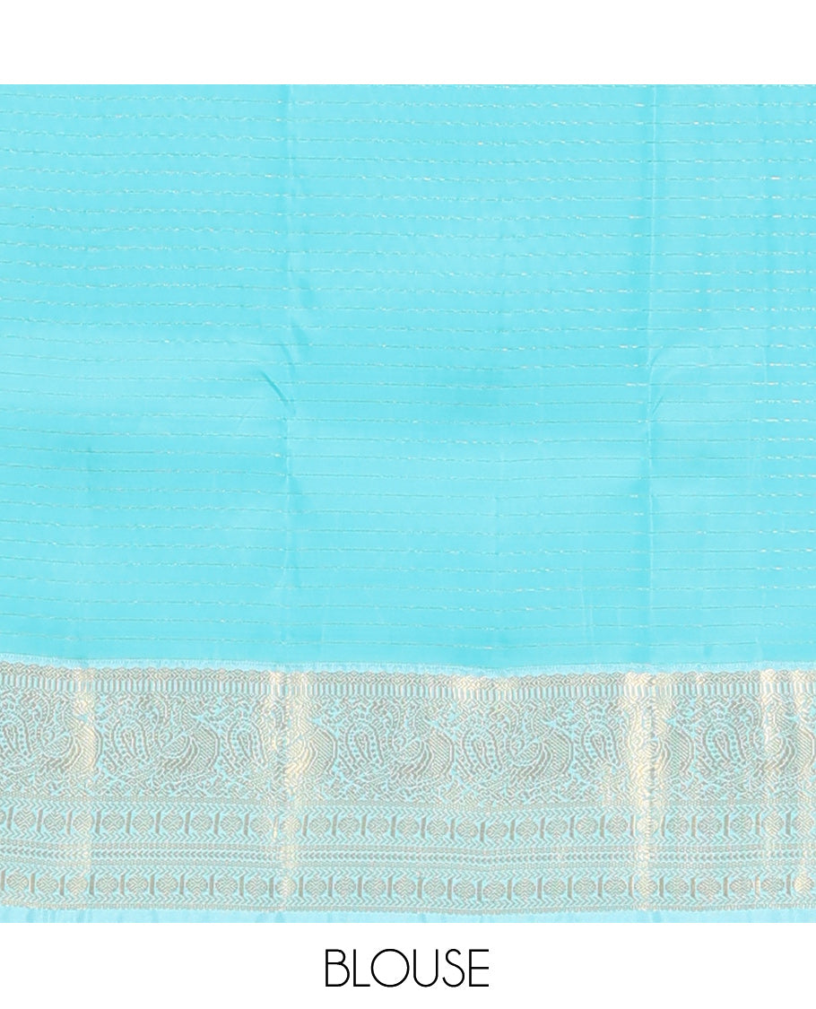 Red Striped Vasundhara Lite Silk Mix Saree, a Contrast Mayil Border, Grand Pallu, Contrast Blouse