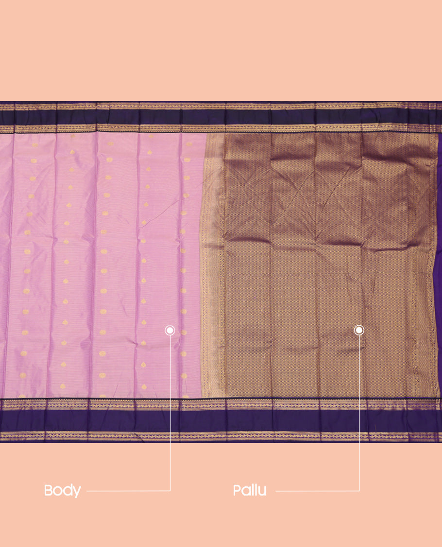 Pale Pink Stripes and Zari Butta Budget Silk Saree