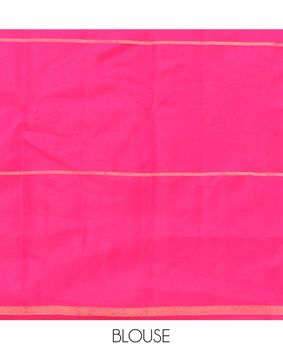 Multi-Color Checked Vasundhara Lite Silkmix Saree with Malli Mokku Buttas, a Piping Border, a Contrast Blouse
