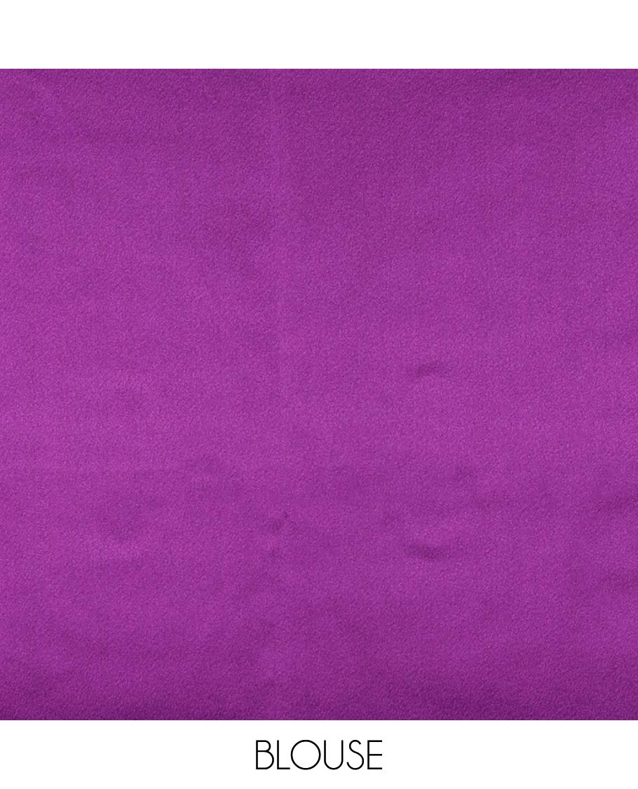 Purple ombre full-plain satin crepe saree, copper zari border, and plain blouse