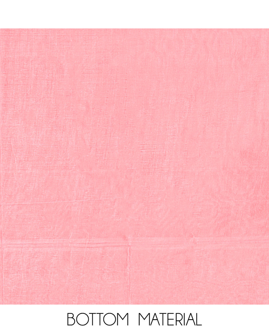 Pink Mul Chanderi Material Chudidar Set, Graced with Appliqué Floral Embroidery on Its Top, a Plain Santoon Bottom, and Paired Scallop Embroidered Mul Chanderi Dupatta