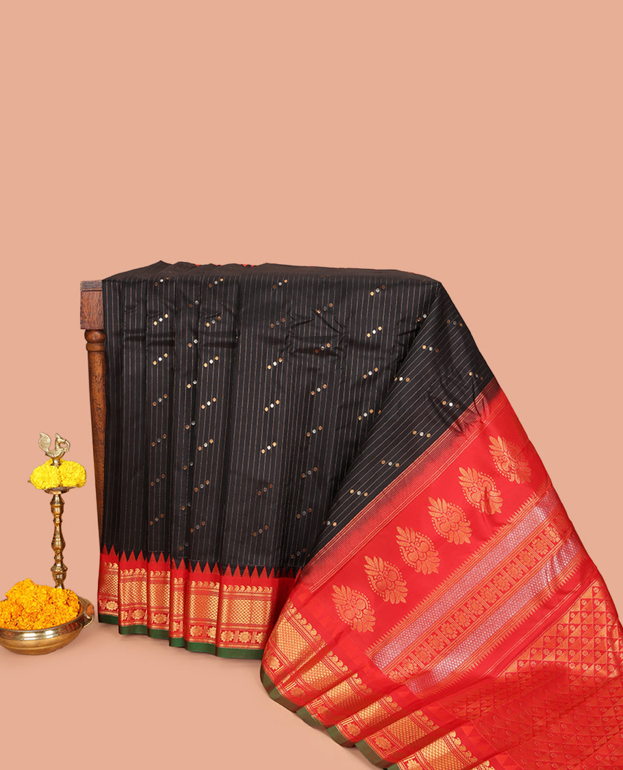 Black Gadwal Silk Saree