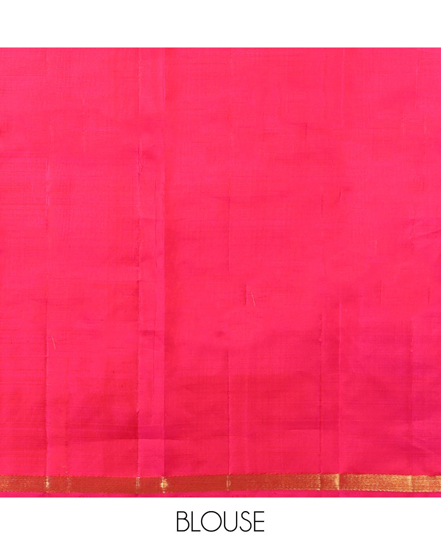 Maroon leaf buttas kancheepuram silk saree with contras zari border & animal , checked zari design pallu