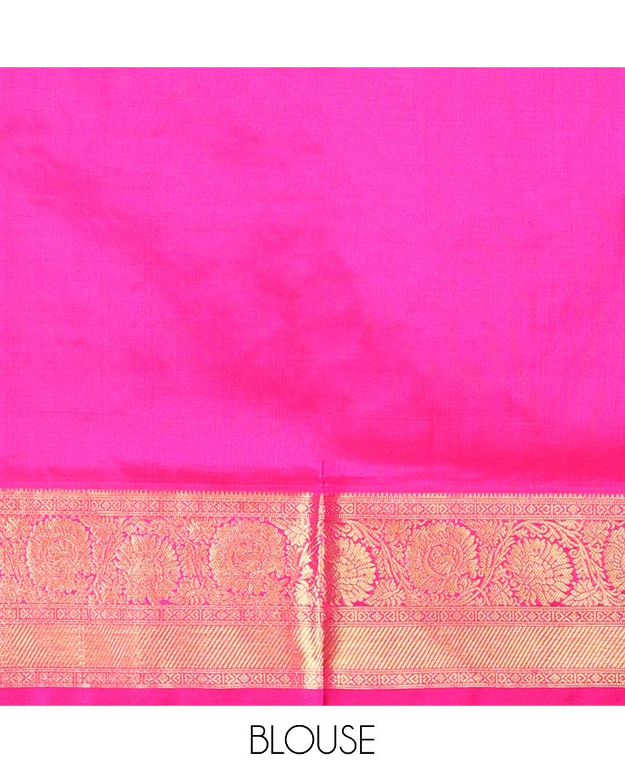Orange checked zari design vengatagiri pure silk saree, contrast traditional border & paisley motifs , floral design pallu