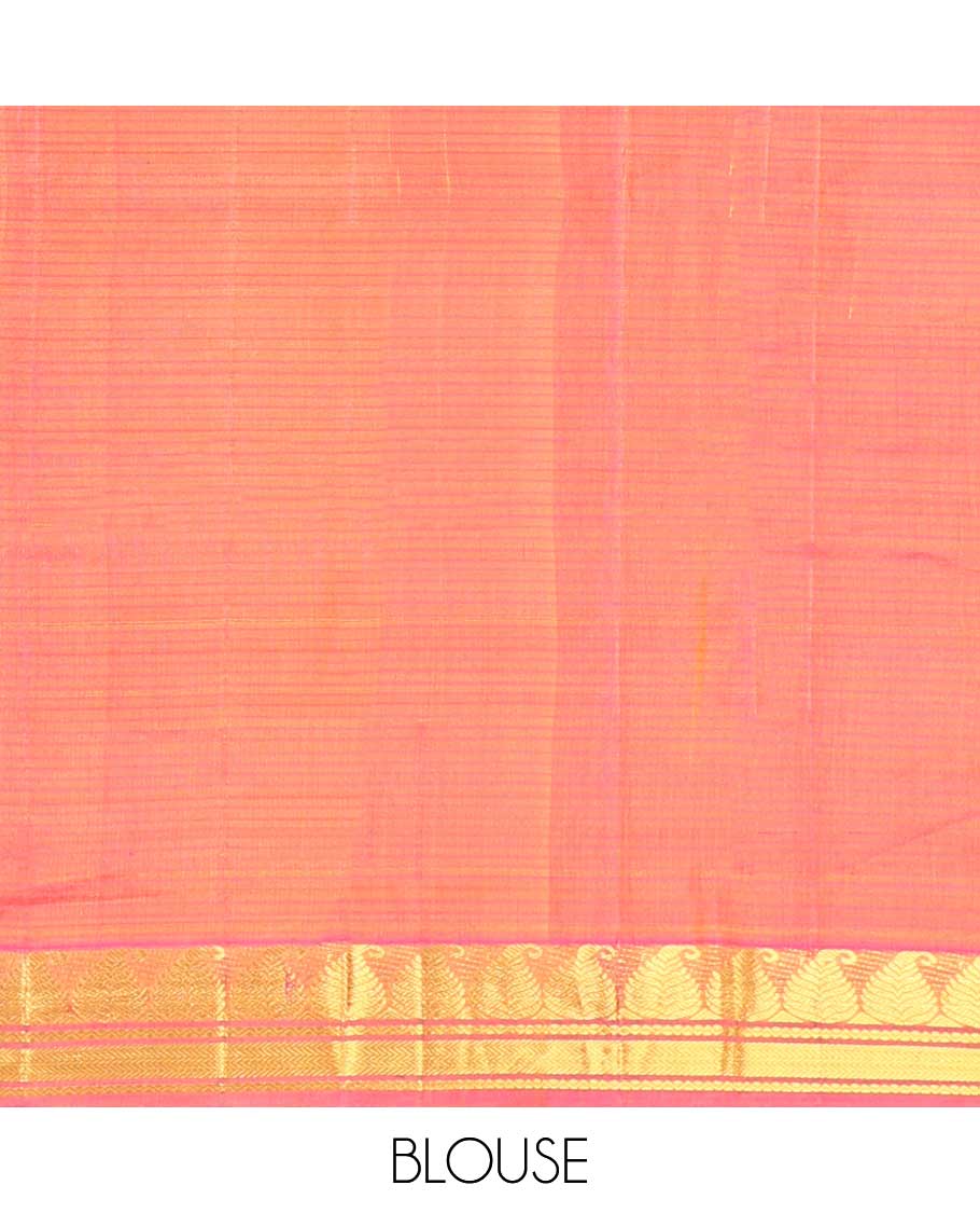 Yellow striped kancheepuram silk saree with contrast border og manga, banaras design & zari design pallu