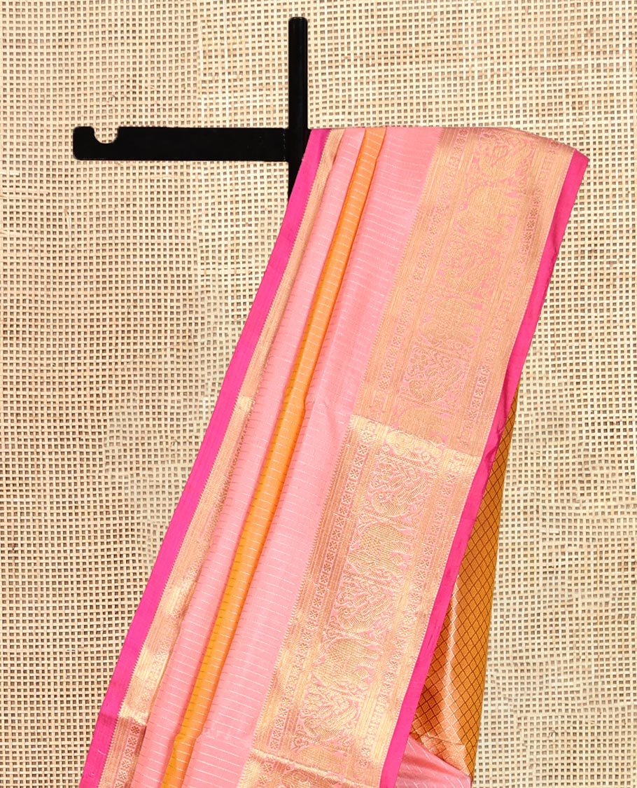Pink-Orange Venkatagiri Silk Saree