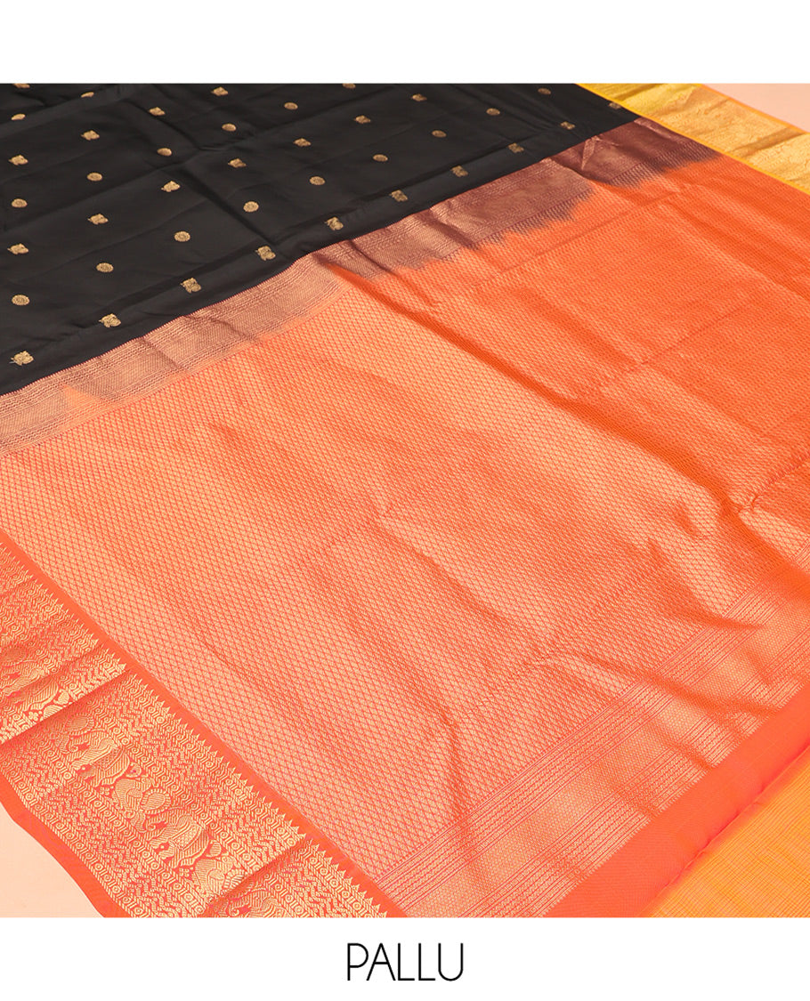 Black Mayil Chakram Butta Vasundhara Lite Silk Mix Saree