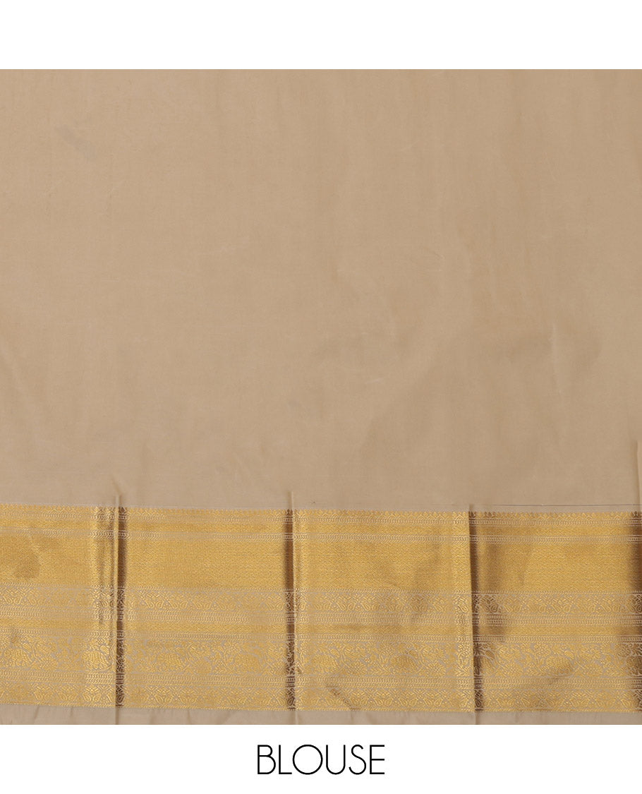 Green Budget Silk Saree, Ornamented with Peacock Buttas and Checks, a Contrast Traditional Zari Border, an Intricate Pallu and a Contrast Blouse