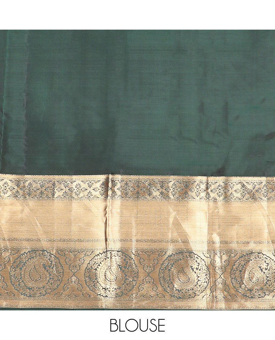 Pink zari buttas vasundhara silk mix saree, contrast intricate pallu & border of floral & paisley designs