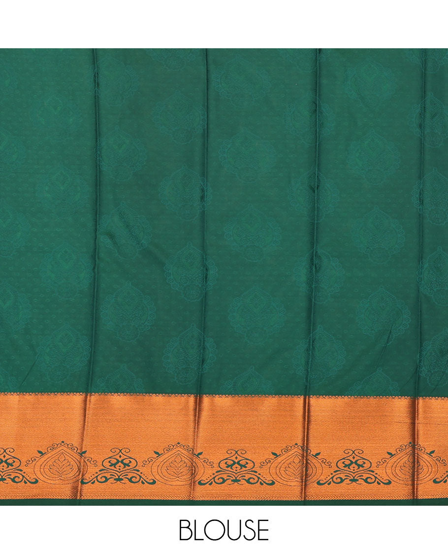 Brown Budget Silk Saree Featuring Jacquard Design, a Contrast Traditional Zari Border, Grand Pallu, and a Contrast Blouse
