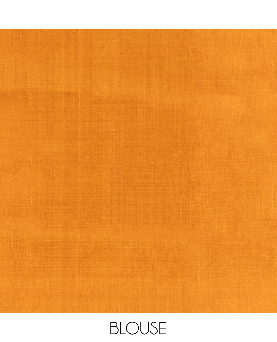 Borderless Yellow Mayuri Soft Silk Saree, Adorned with Stripes and Rectangular Blocks, Highlighted by a Pallu of Zari Design, and a Matching Blouse