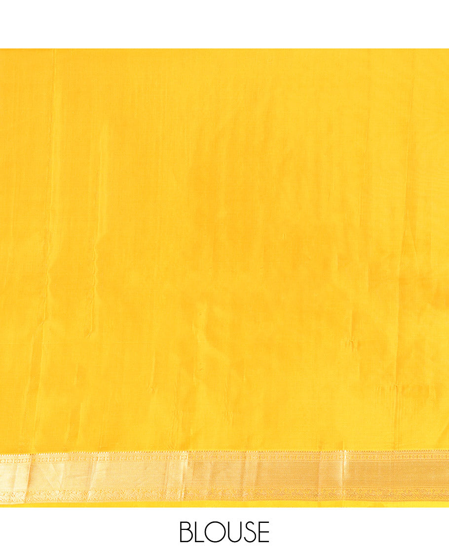 Yellow Vasundhara Lite Silk Mix Saree, Subtly Sparkled with Zari Buttas, Highlighted by a Zari Traditional Border, Intricate Pallu, and a Matching Blouse